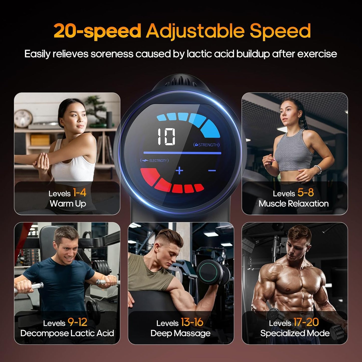 AERLANG Massage Gun with Heat,Percussion Massage Gun, Upgrade Muscle Handheld Deep Tissue Massager - Adjustable Heads for Muscle Groups 20 Speed Option,Mothers Day Gift for Mom Dad Men Women