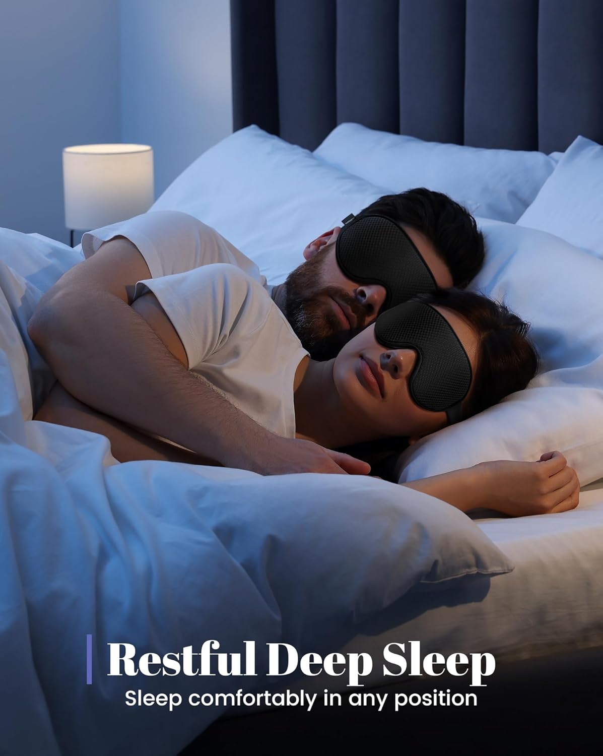 WAOAW Sleep Mask Travel Essentials - 3D Blackout Eye Mask for Sleeping - Soft Breathable Adjustable Light Blocking Eye Covers for Men and Women - Comfortable Night Mask for Travel Flight (Black)