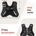 ZELUS Weighted Vest, 6lb/8lb/12lb/16lb/20lb/25lb/30lb Weight Vest with Reflective Stripe for Workout, Strength Training, Running, Fitness, Muscle Building, Weight Loss, Weightlifting