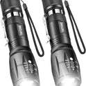 LED Flashlight, Ultra Bright XML T6 Handheld Flashlights - High Lumen, Zoomable, 5 Modes, Water-Resistant - Perfect for Camping Biking Home Emergency or Gift-Giving（2 Pack）