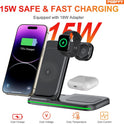 Wireless Charger, 3 in 1 Charging Station, Fast Charging Station Foldable Charging Stand, Wireless Charging Station for Multiple Devices, Compatible with lPhone 17/16/15/14/13 Pro Max Airpods Watch