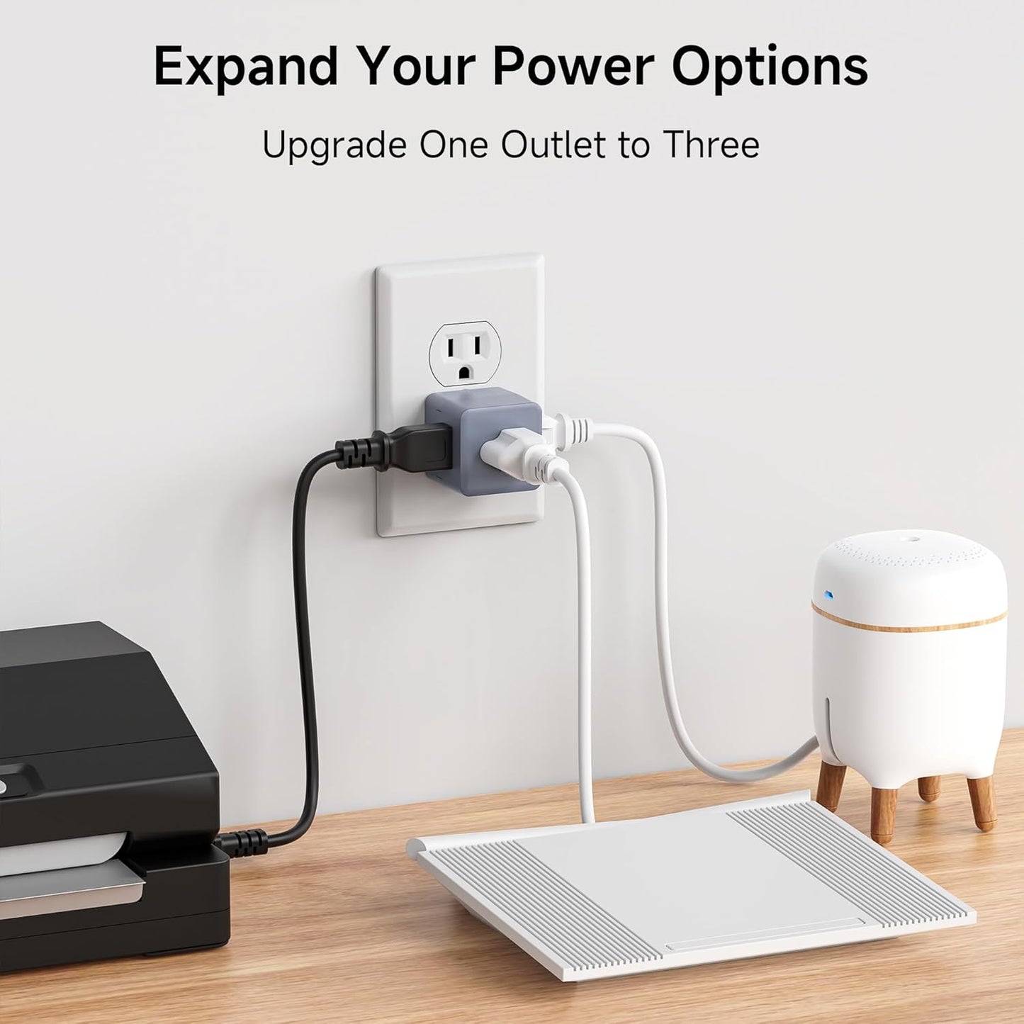 Cable Matters [cUL Listed] 3-Pack 3 Outlet Wall Adapter (3 Outlet Power Cube Tap, Outlet Splitter, Multi Plug Outlet, 3 Way Plug Adapter) in Gray