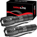 wowlite Tactical Flashlight, Wowlite Ultra Bright XML T6 LED Torch with 5 Light Modes & Adjustable Focus for Emergency Camping Hiking (2 Pack)