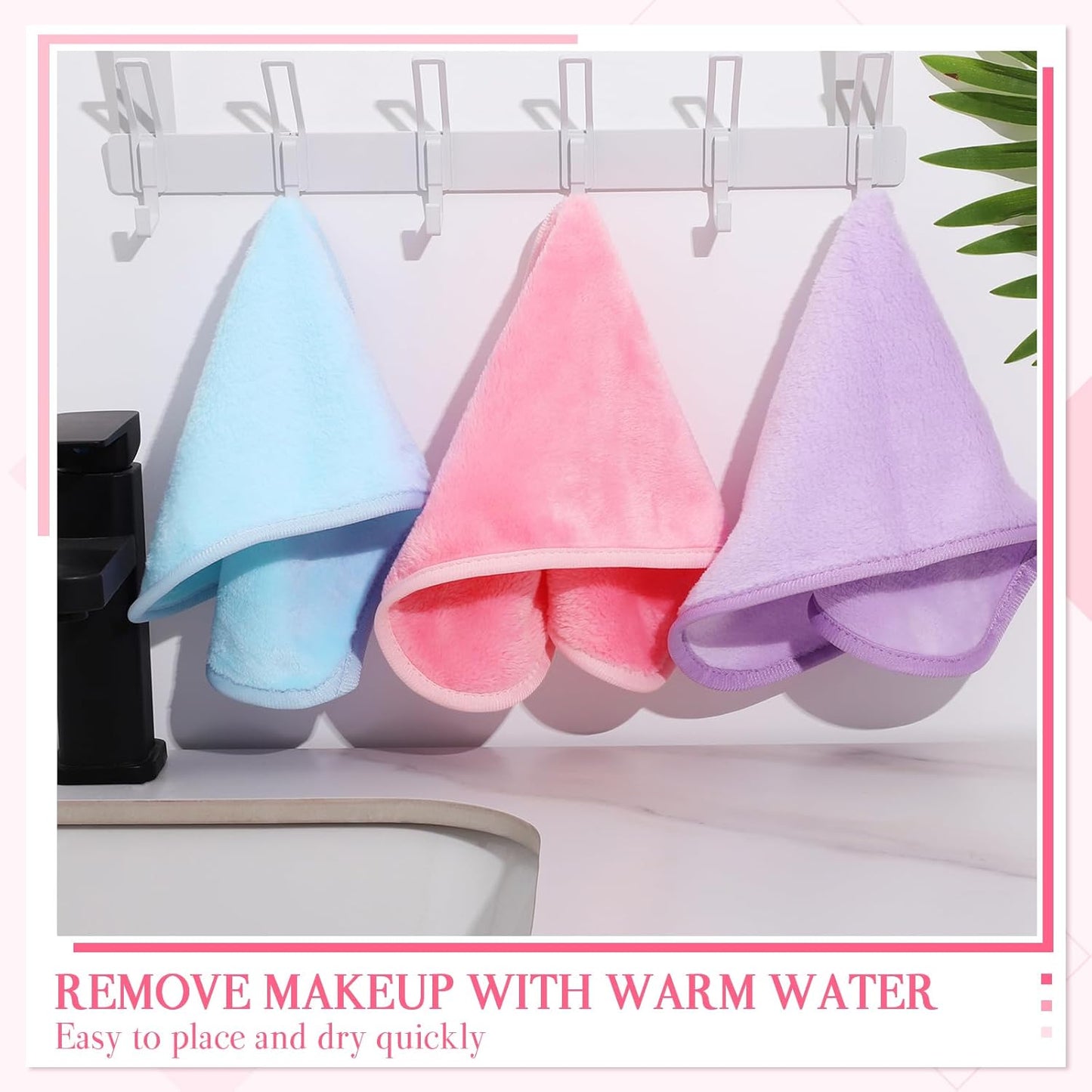 5 Pack Makeup Remover Cloths Reusable Makeup Remover Pads 15.7 x 7.8 inch Microfiber Facial Cleansing Cloths Removing Towels for Washing Face