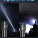 wowlite Tactical Flashlight, Wowlite Ultra Bright XML T6 LED Torch with 5 Light Modes & Adjustable Focus for Emergency Camping Hiking (2 Pack)