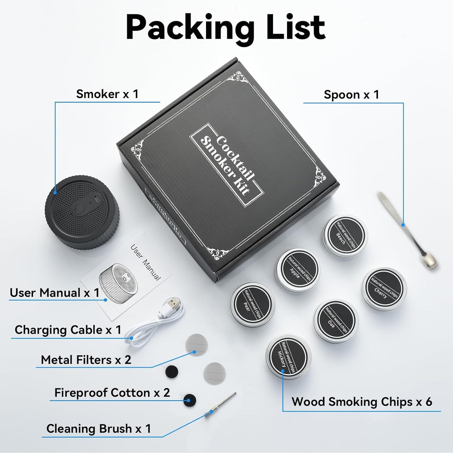 Electric Cocktail Smoker Kit for Bourbon Whiskey, Smoking Smoked Fashion Top Whiskey Making Accessories Infuse Cocktail Wine for Old Fashioned Smoker Kit