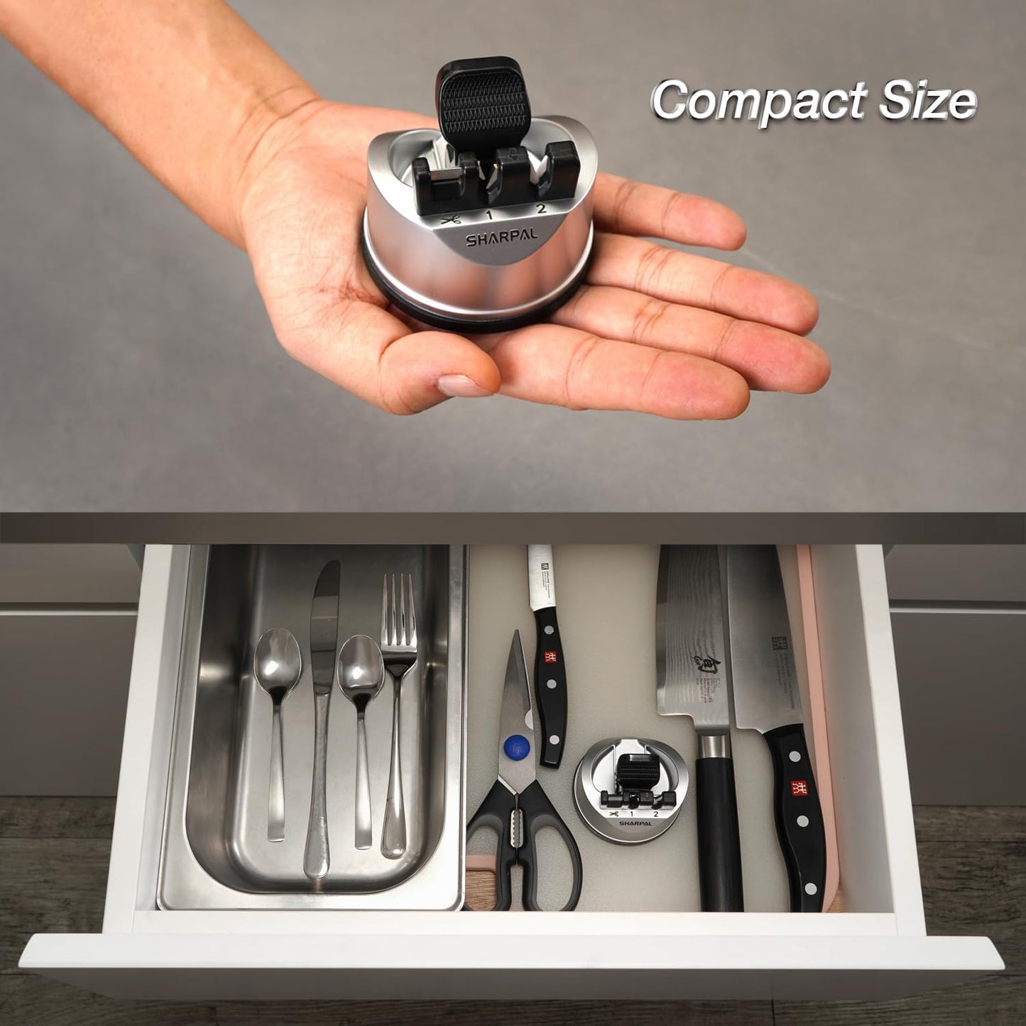 SHARPAL 191H Knife & Scissors Sharpener, Kitchen Chef Sharpening Tool for Straight and Serrated Knives – Repairs, Restores, and Sharpens Blades Fathers Day Gift