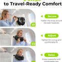 AUVON Travel Neck Pillow for Airplane with Seat Straps to Secure Head & Neck for Relaxing Sleep on Long Flights, Ear-Friendly Design, Supportive Memory Foam Neck Pillow, Breathable Fabric, Carry Case