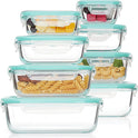 Vtopmart 8 Pack Glass Container Food Storage, Meal Prep Containers, Airtight Lunch Boxes with Leak Proof Locking Lids, for Microwave, Oven, Freezer and Dishwasher, Green