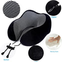 ZHCHG 2 Pack Travel Pillow, Best Memory Foam Neck Pillow for Airplane, Head Support Comfortable Pillow for Sleeping Rest, Train, Car & Home Use (Black and Pink)