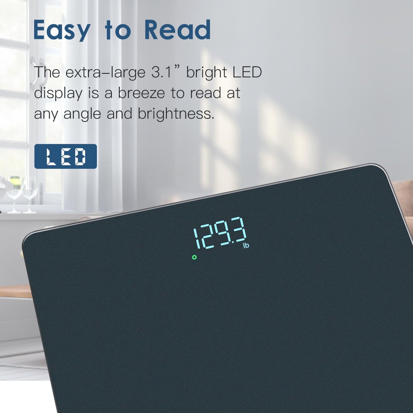 Homebuds Digital Weight Scale, High Precision in 0.1lb by Our Professional Scale Factory Since 2001, Scale Body Weight LED Display and Step-On, 3*AAA Batteries Included, 400lb/182kg, Blue