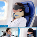 SARISUN Travel Pillow, Neck Pillow for Airplane with Strap, Combo with 3D Eye Mask for Sleep, Dual-Density Supportive Foam Neck Pillow Travel for Airplane Flights, Car Trip Travel Essentials Black