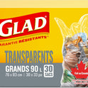 Glad Clear Garbage Bags - Large 90 Litres - 30 Trash Bags, Made in Canada of Global Components