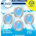 Febreze Odor-Fighting, Plug in Alternative, Air Fresheners for Home and Bathroom, Kitchen & Closet, Linen & Sky Scent, 4 Count