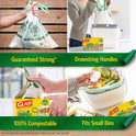 Glad 100% Compostable Drawstring Bags - Small 10 Litres - Drawstring, 30 Compost Trash Bags - Unscented