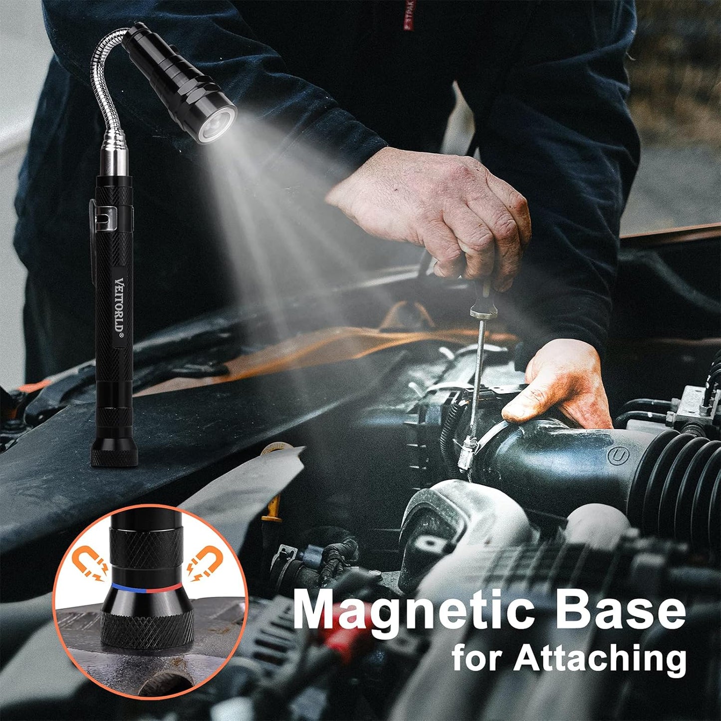 VEITORLD Gifts for Men Dad from Daughter Son Wife, Fathers Day, Extendable Magnetic Flashlight, Telescoping Magnet Pickup Tool, Cool Birthday Gifts for Father Grandpa Husband Boyfriend Women