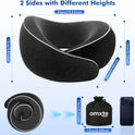 Travel Neck Pillow for Airplane – Memory Foam Neck Pillow for Travel, Ergonomic Neck Support Pillow for Sleeping on Plane, Comfortable Portable Travel Pillow for Flights, Car, Office