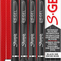 Sharpie S-Gel, Gel Pens, Fine Point (0.5 mm), Black Ink Gel Pen, 4 Count