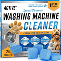 Washing Machine Cleaner for Pet Owners - ACTIVE Enzymatic Deep Clean Descaler for Cat & Dog Hair, Urine, Odor, Residue, 24 Septic-Safe Tablets for Top Load, Front Loader, HE Washer Tub - 1 Year Supply