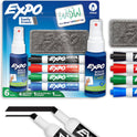 EXPO Dry Erase Markers Kit, Chisel Tip, Assorted Colours, Eraser, Spray Cleaner, 6 Count