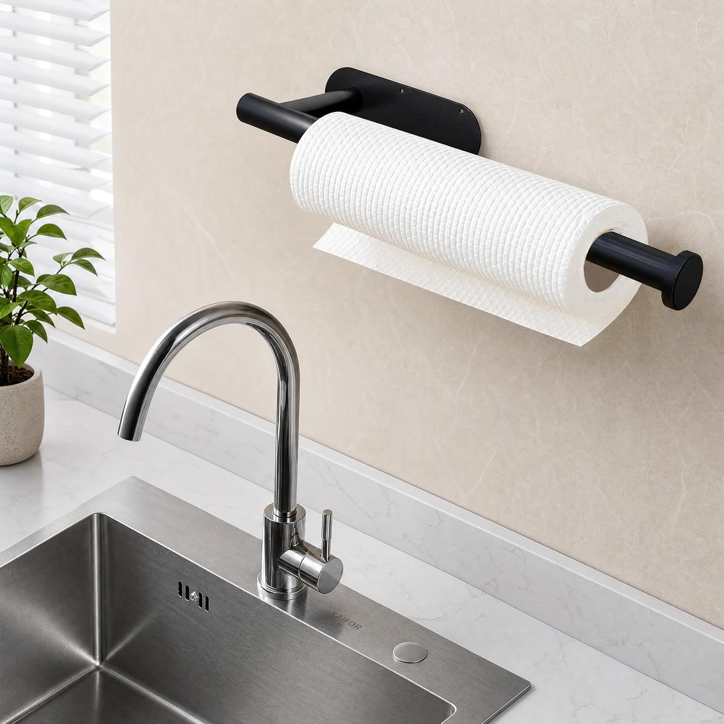 DEKAVA Paper Towel Holder Under Cabinet Wall Mount for Kitchen Paper Towel, Self-Adhesive Paper Towel Bar, Paper Towel Rack, SUS304 Stainless Steel 13 inch