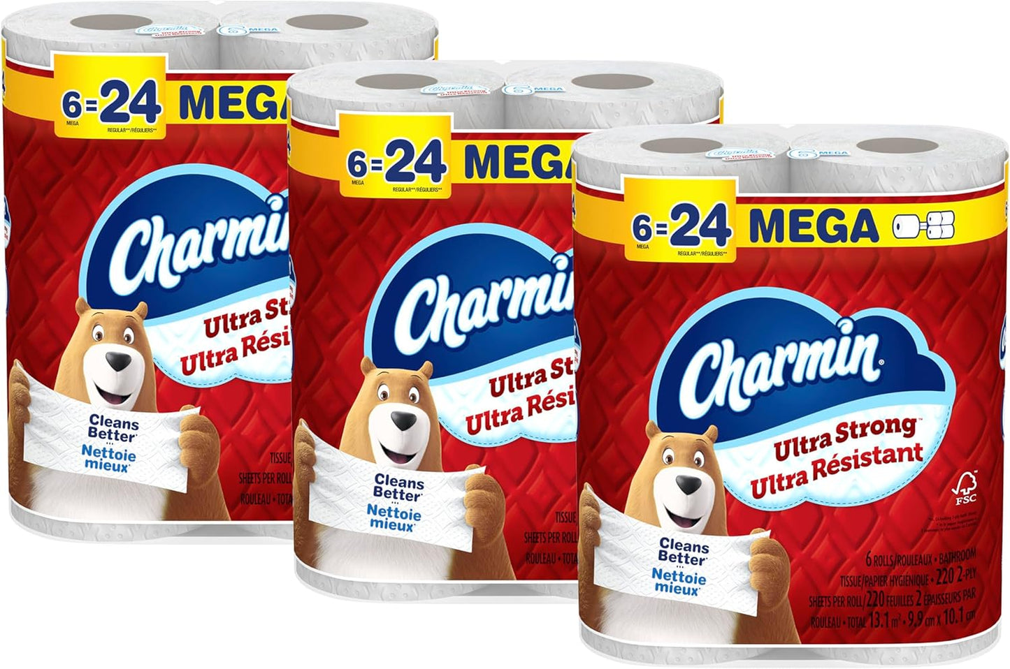 Charmin Toilet Paper Ultra Strong, 18 Mega Rolls = 72 Regular Rolls