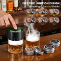 Electric Whiskey Cocktail Smoker Kit with 2 Glasses, 6 Flavors Wood Chips, 2 Ice Ball Molds, Bourbon Old Fashioned Drink Smoker Set, Gifts for Men Dad Husband Father, Built-in Lighter, No Need Butane