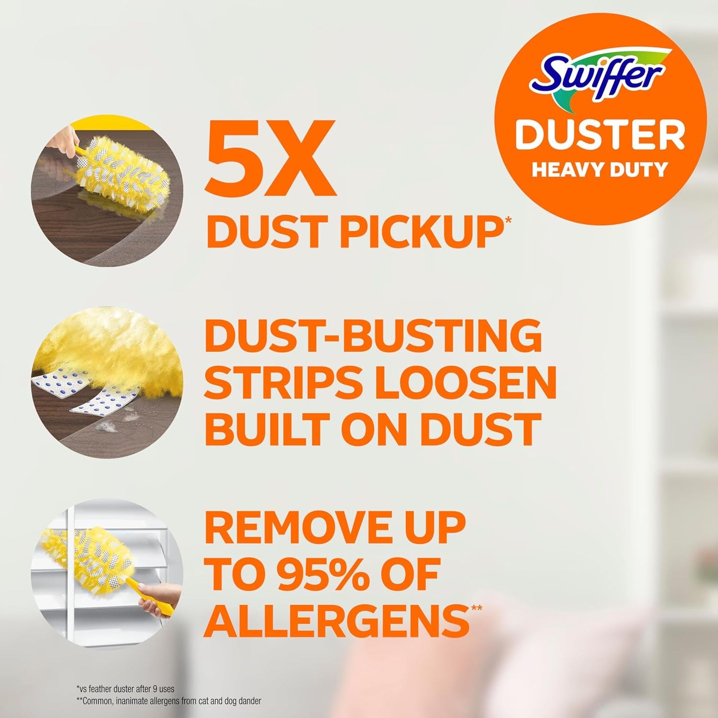 Swiffer Duster Kit with 3ft Extendable Handle, Heavy Duty Dusting Starter Kit with 4 Refills, for Ceiling Fans, Vents and Hard to Reach Places