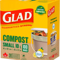 Glad 100% Compostable Bags - Small 10 Litres - Lemon scent 100 Compost Bags
