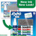 EXPO Dry Erase Markers Kit, Chisel Tip, Assorted Colours, Eraser, Spray Cleaner, 6 Count