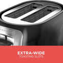 BLACK+DECKER 2-Slice Extra Wide Slot Toaster, Classic Oval, Black with Stainless Steel Accents, TR1278B