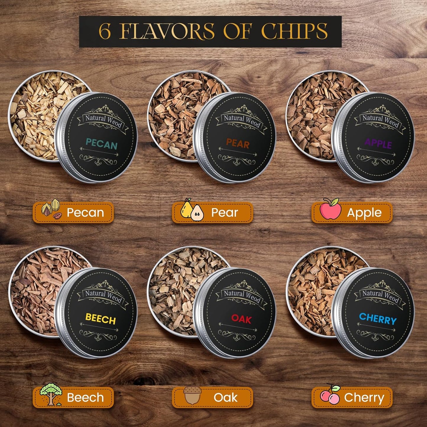 Electric Whiskey Cocktail Smoker Kit, Bourbon Drink Smoking Set with 6 Flavors Wood Chips, Built-in Lighter, Infuse Smoky Flavors in Old Fashioned Cocktails, Unique Whiskey Gifts for Men Dad Husband