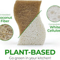 AIRNEX 12 Pack Natural Sponges for Dishes - Biodegradable Sponges for Kitchen - Plant Based Cellulose & Coconut Natural Dish Sponge - Non Toxic Eco Friendly Sponges, Non Scratch Kitchen Scrubber