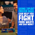 Ziploc Medium Freezer Bags, Prevents Freezer Burn, Microwave & Freezer Safe, New Stay-Open Design, Stand-Up Bottom, 72 Count
