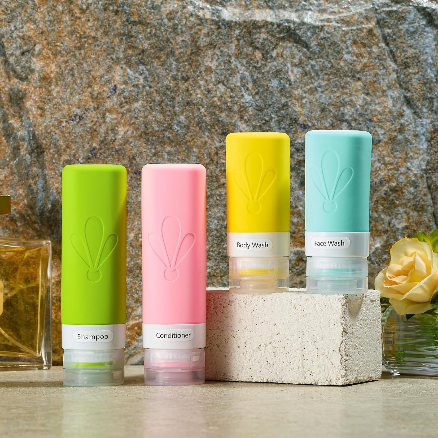 INSFIT 17 Pack Travel Bottles for Toiletries, TSA Approved 90ml 60ml Travel Size Toiletries, BPA Free Leak Proof Squeezable Silicone Tubes Travel Essentials for Shampoo Conditioner Lotion Soap