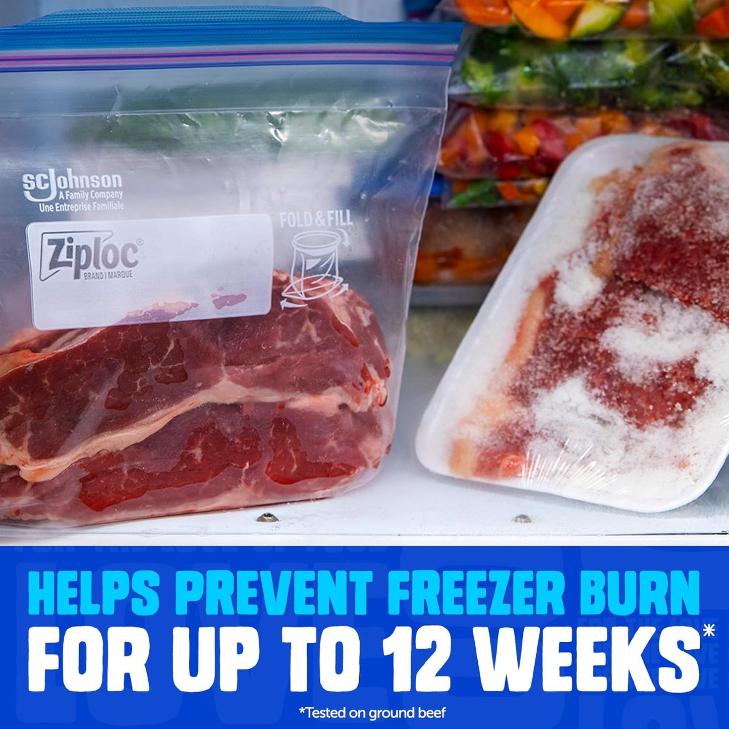 Ziploc Medium Freezer Bags, Prevents Freezer Burn, Microwave & Freezer Safe, New Stay-Open Design, Stand-Up Bottom, 72 Count