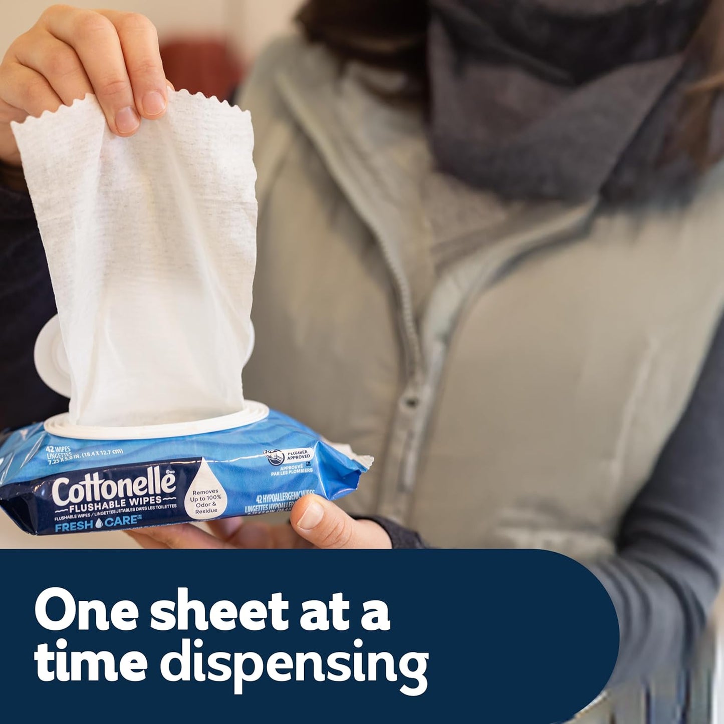 Cottonelle Fresh Care Flushable Wet Wipes, Adult Wet Wipes, 4 Flip-Top Packs, 42 Wipes per Pack (168 Total Flushable Wipes)