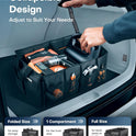 HOTOR Trunk Organizer - Car Organizer, Foldable Trunk organizer for SUVs & Sedans, Car Accessories, Tools, Sundries, 2 Compartments, Black