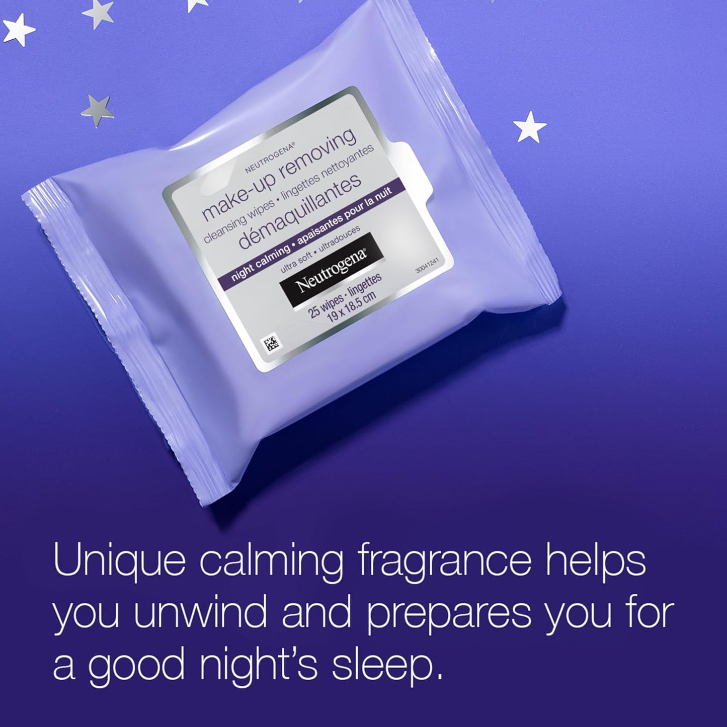 Neutrogena Night Calming Makeup Remover Face Wipes, 100% Plant-Based Cloth Hypoallergenic Nighttime Cleansing Towelettes, Remove Waterproof Makeup, Dirt & Oil, Dermatologist Tested, 50 Count (2 x 25 Count)