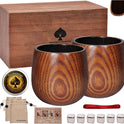 Charred Wooden Whiskey Glass Set of 2 – Durable Bourbon Tumbler for Men, Insulated Old Fashioned Glass – Whiskey Gifts for Husband, Dad, Brother – Birthday, Christmas, Father's Day