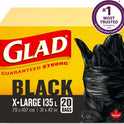 Glad Black Garbage Bags - Extra-Large 135 Litres - 20 Trash Bags Made in Canada of Global Components
