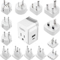 Ceptics International Travel Plug Adapter Set (Type A, B, C, D, E/F, G, H, I, J, K, L, M, N) - 4 in 1 - 2 Canadian Socket - 1 USB & 1 USB-C (3.1A) - Compact & Powerful (PAK-ALL)