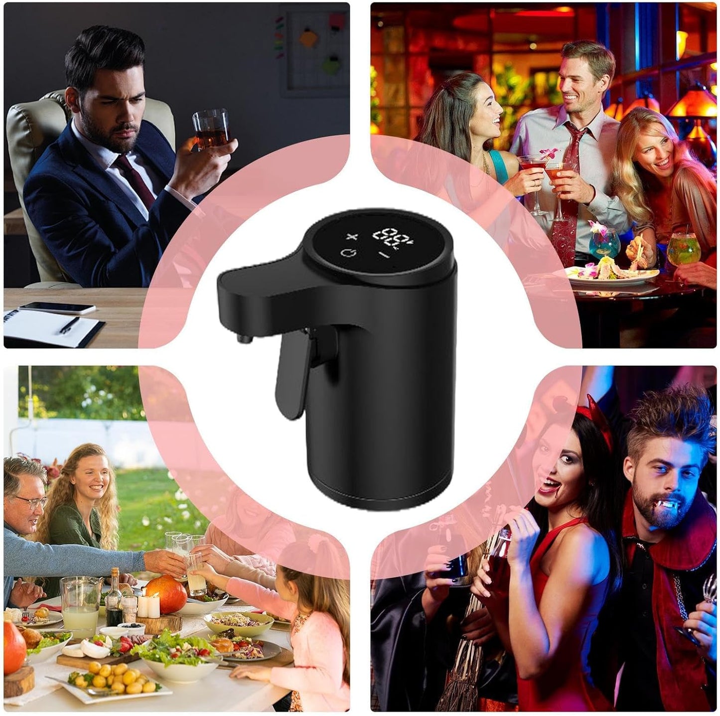 Electric Liquor Dispenser - Smart Touch Decanter, Digital Whiskey Pourer, Automatic Red Enhancer, Portable Bottle Dispenser | Rechargeable Fast Oxygen Infuser for Home Bar Party Tasting Events