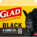 Glad Black Garbage Bags - Extra-Large 135 Litres - 20 Trash Bags Made in Canada of Global Components
