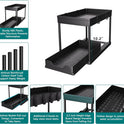 DEKAVA Under Sink Organizer 2 Pack, Bathroom Organizers, 2 Tier Sliding Cabinet Basket Organizer Drawer, Multi-Purpose Bath Collection Baskets for Bathroom (Black)