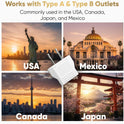 Unidapt European to Canada Plug Adapter, Unidapt Europe to US/CA Plug Adapter, EU to US Plug Converter, Travel from Europe to Type A Outlet, Power Travel Adapters European to Canada, America, Mexico