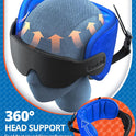 SARISUN Travel Pillow, Neck Pillow with Eye Mask, Airplane Pillow for Long Flight Sleeping Travel, Kids Travel Pillow for Car, Road Trip Car Headrest, Stop Bobblehead, Neck Pain Relief, Black