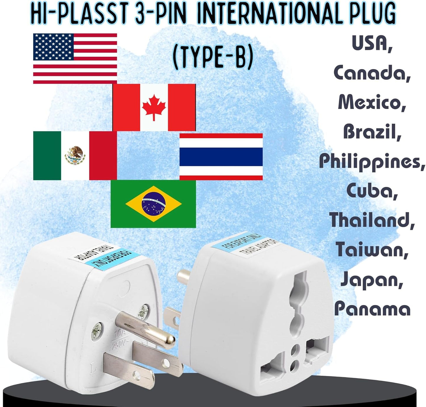 Canada Universal Travel Plug Adapter, 4 pc, UK India European to US Adapter, US Plug Adapter, US Travel Adapter, Plug Converter, Universal Travel Adapter(Gray)
