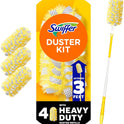 Swiffer Duster Kit with 3ft Extendable Handle, Heavy Duty Dusting Starter Kit with 4 Refills, for Ceiling Fans, Vents and Hard to Reach Places