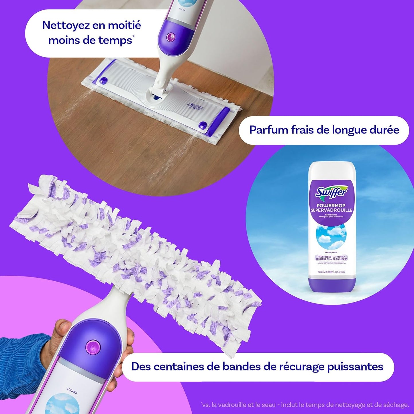 Swiffer PowerMop Multi-Surface Mop Kit for Floor Cleaning, Fresh Scent, Mopping Kit Includes PowerMop, 2 Mopping Pad Refills, 1 Floor Cleaning Solution with Fresh Scent and 2 Batteries